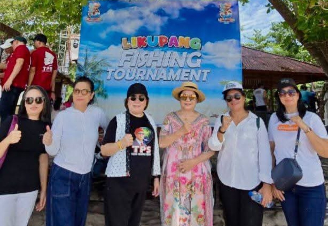 PROMOSI MINUT: Ketua Yayasan Kawanua Se Dunia (YKSD) Mieke Tumurang (ketiga dari kanan) saat menghadiri Likupang Fishing Tournament 2025.