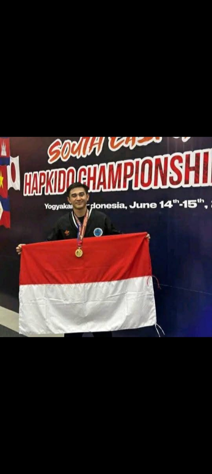 Personel Polres Bitung Bripda Andreas Waturandang meraih medali emas di ajang South East Asia HAPKIDO Championship 2025.(Dok Istimewa)