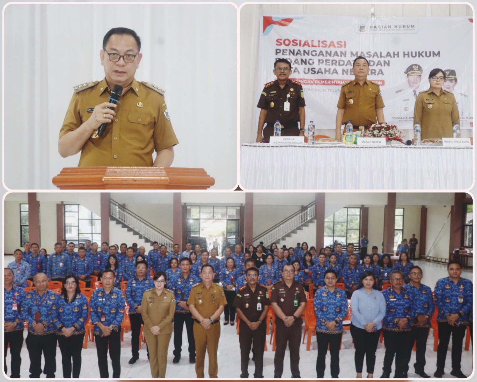 Suasana pelaksanaan kegiatan Sosialisasi Penanganan Masalah Hukum Bidang Perdata dan Tata Usaha Negara yang digelar di Syalom Convention Centre Tumatangtang, Selasa (17/6/2025). Dok istimewa