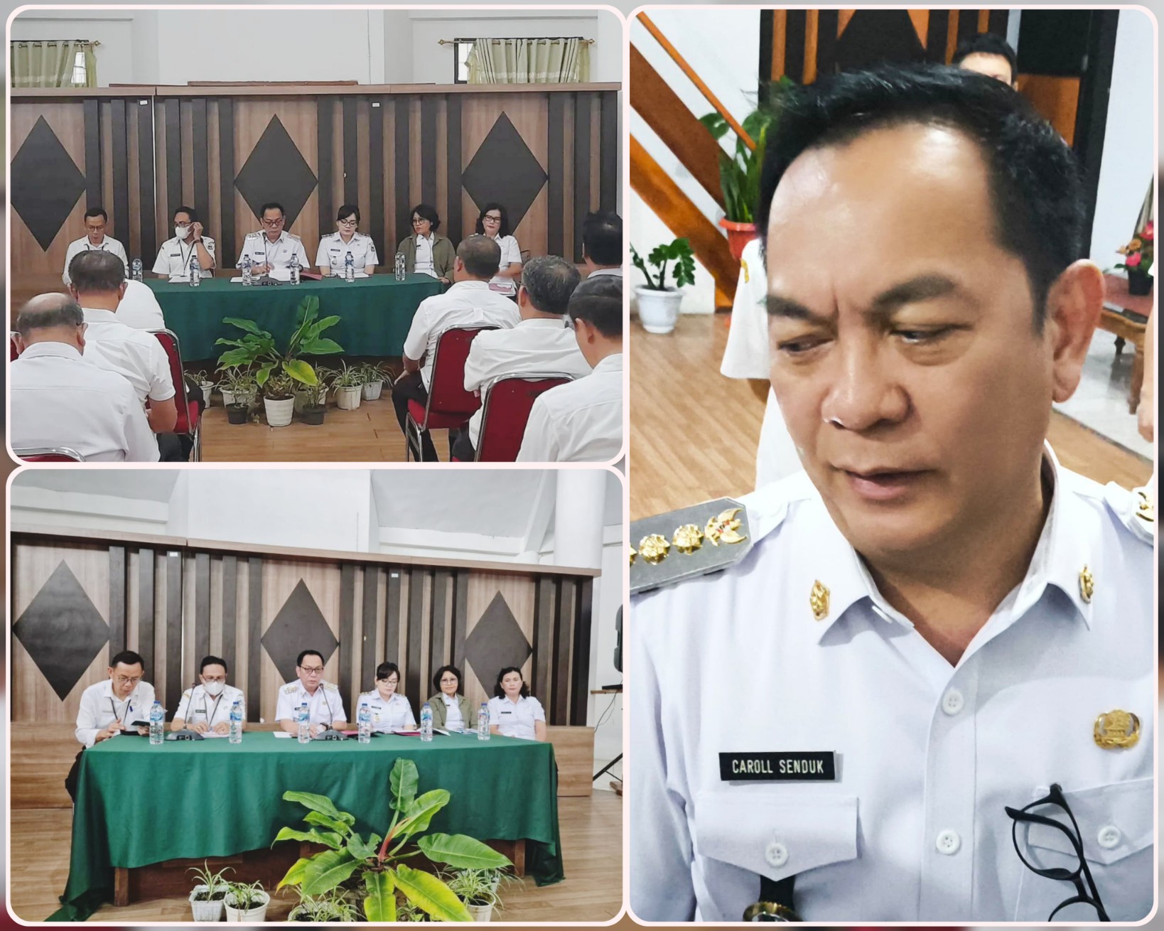 Suasana rapat koordinasi dan evaluasi Pemkot Tomohon, insert Wali Kota Caroll Senduk. Dok istimewa