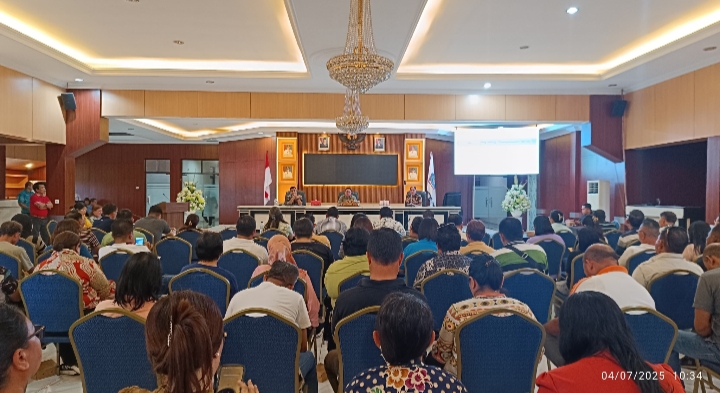 Pemkot Bitung menggelar rapat evaluasi PAD pekan lalu, yang dibahas salah satunya capaian PBB-P2 per kecamatan.(Dok Istimewa)