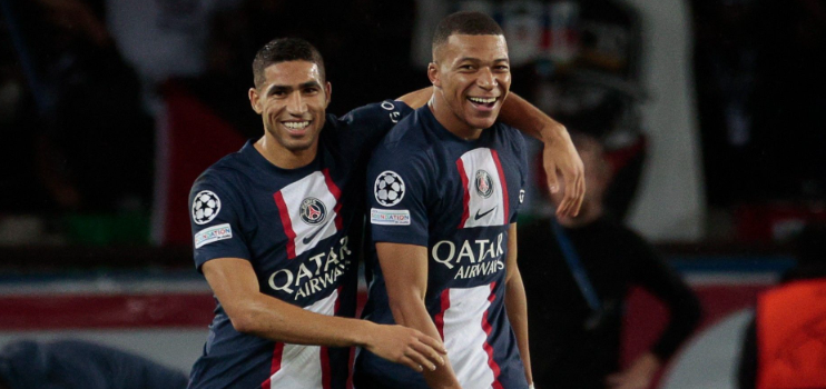 Achraf Hakimi (kiri) dan Kylian Mbappe (kanan).  (Tangkapan Layar https://www.goal.com/)