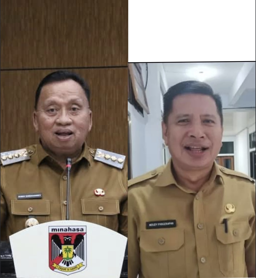 Bupati Minahasa Robby Dondokambey (kiri) dan Kepala BKPSDM Moudy Pangerapan (kanan)
