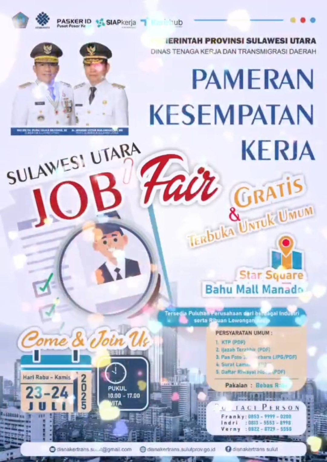 Pemprov Sulut Gelar Job Fair, Ribuan Lowongan Disiapkan untuk Masyarakat, Ini Daftar Persyaratan Umum yang Harus Dibawa