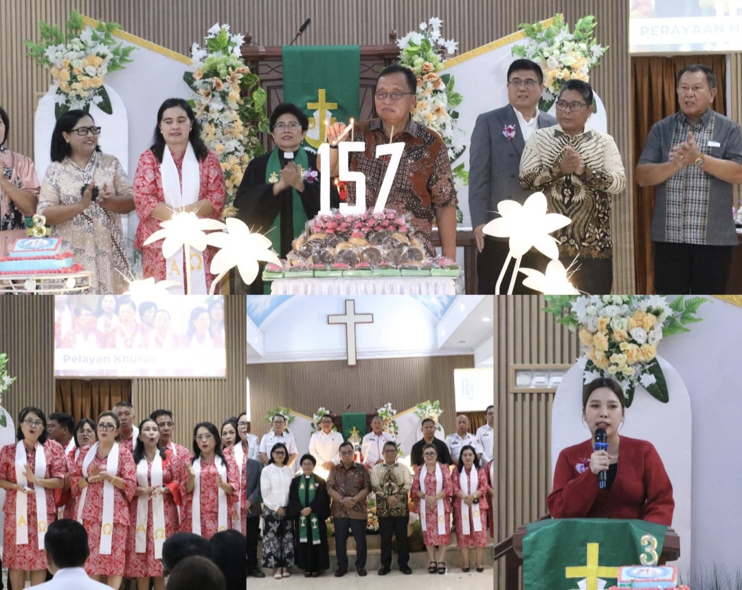 BERSYUKUR: Perayaan HUT ke-157 Tahun GMIM Petra Sawangan, Rabu (16/7/2025).