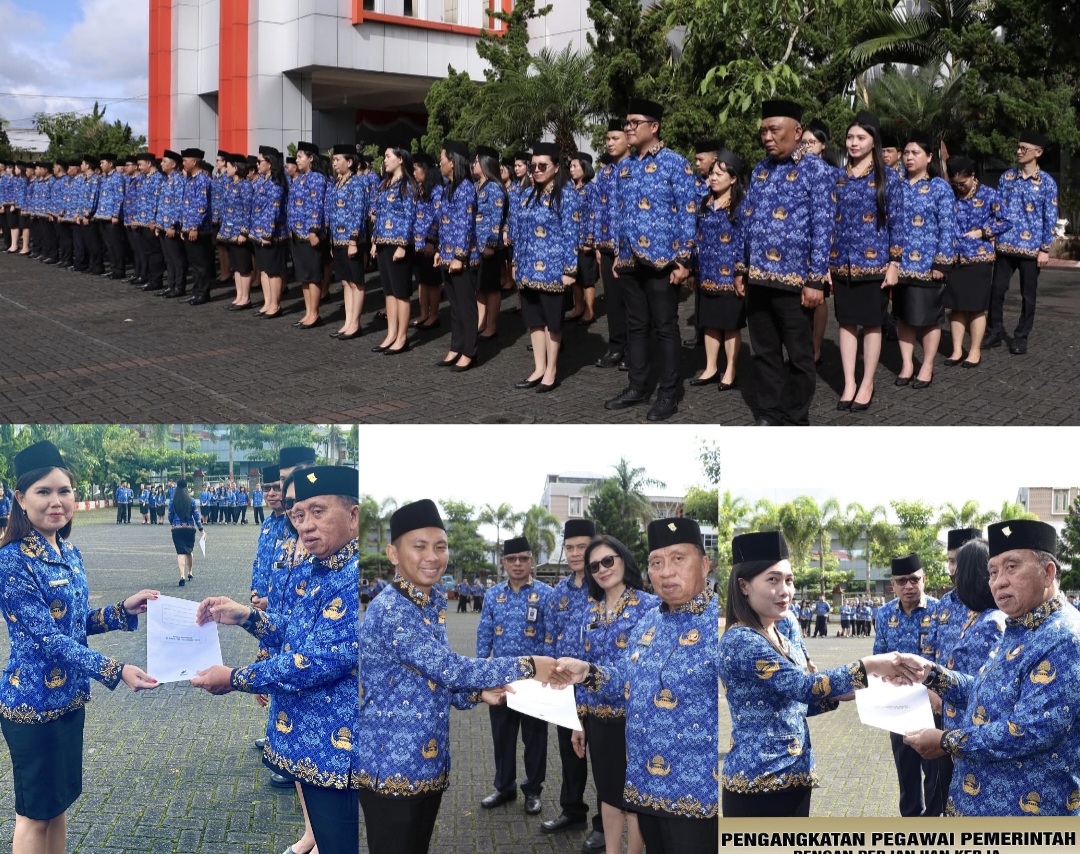 TERIMA SK: Penyerahan SK kepada PPPK di Lingkup Pemkab Minahasa oleh Bupati Robby Dondokambey, Kamis (17/7/2025).