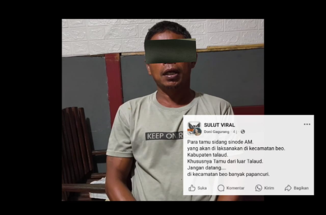 DG alias Doni (42), warga Kelurahan Beo Timur saat berada di Kantor Polsek Beo.