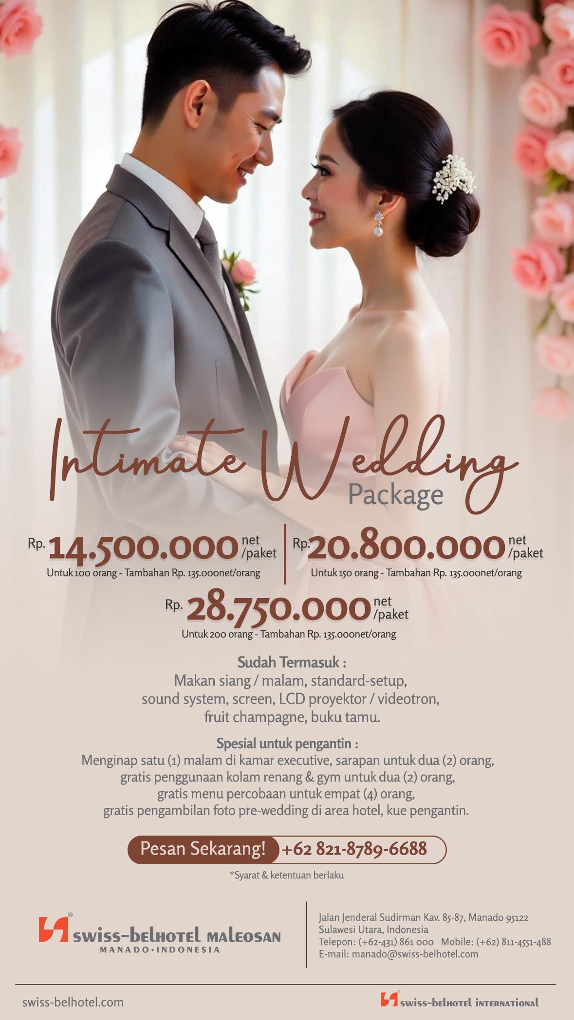 Promo Intimate Wedding Package di Swiss-Belhotel Maleosan Manado