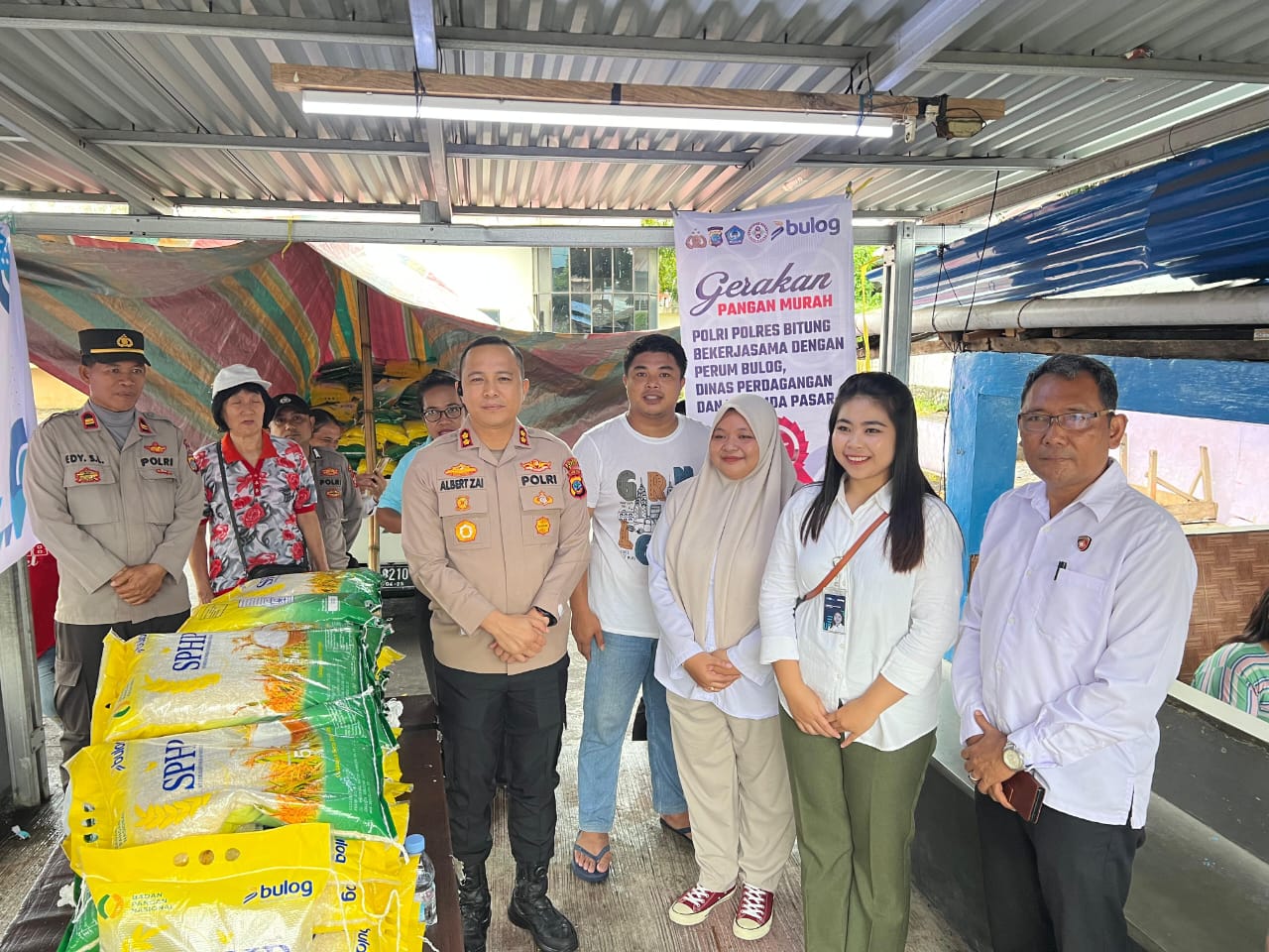 Gerakan Pangan Murah yang dilaksanakan Polres Bitung, kerja sama dengan Perum Bulog SulutGo, Dinas Perdagangan dan Perumda Pasar.(Dok Istimewa)