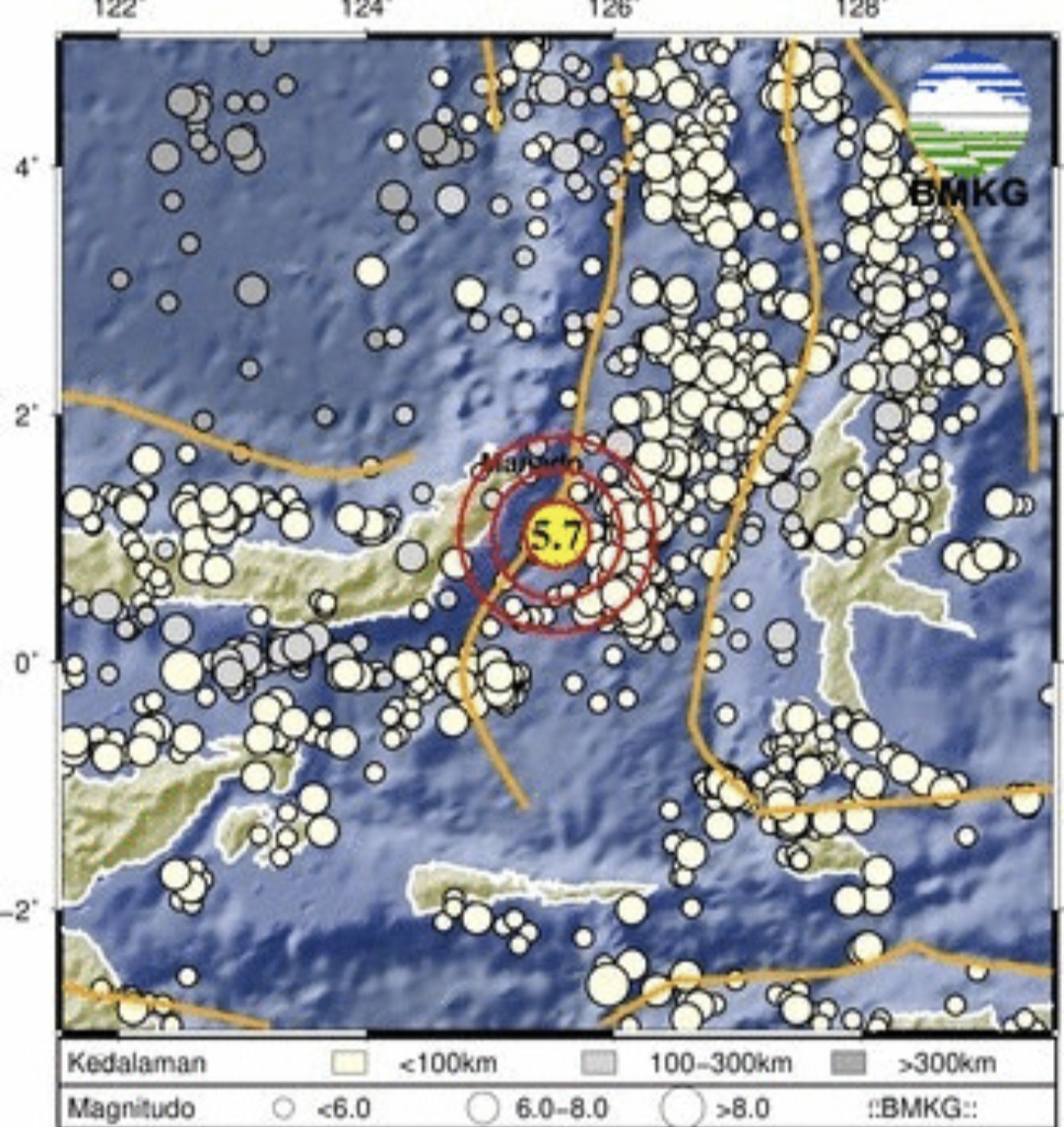 Titik Gempa Bumi di Sulut