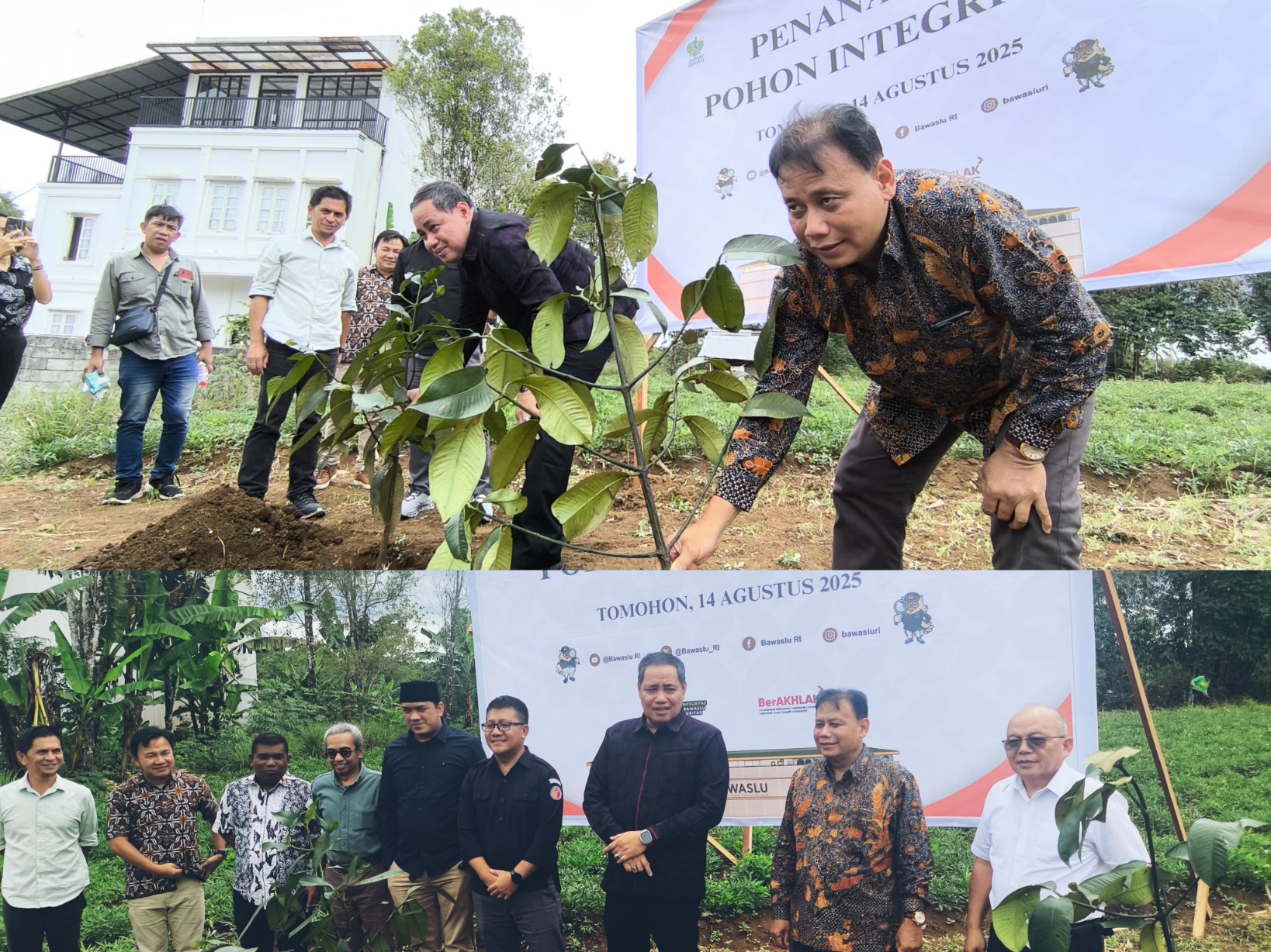 Suasana Penanaman Pohon Integritas oleh Bawaslu RI dipimpin oleh Anggota Herwyn Malonda turut mendampingi Mantan Ketua Bawaslu RI Periode 2017-2022 Abhan. Dok istimewa