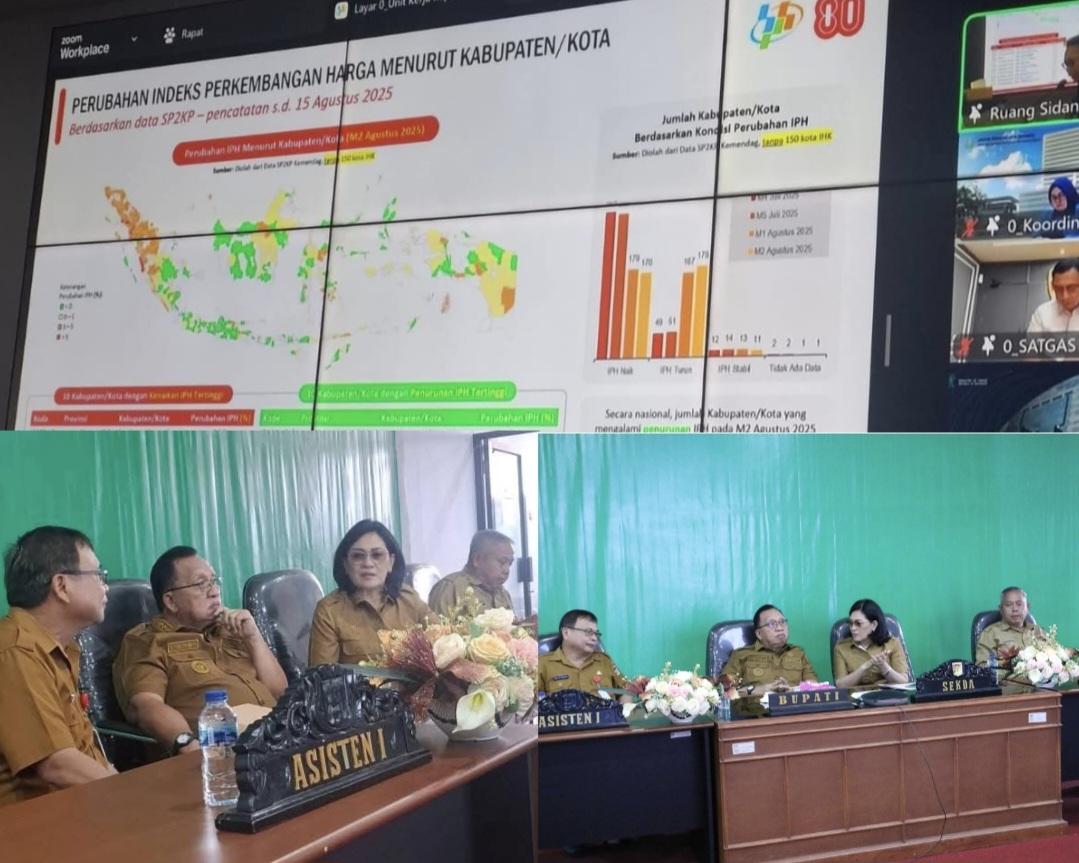 IKUTI: Rakor pengendalian inflasi diikuti Bupati Robby Dondokambey bersama jajaran Pemkab Minahasa, Selasa (19/8/2025).
