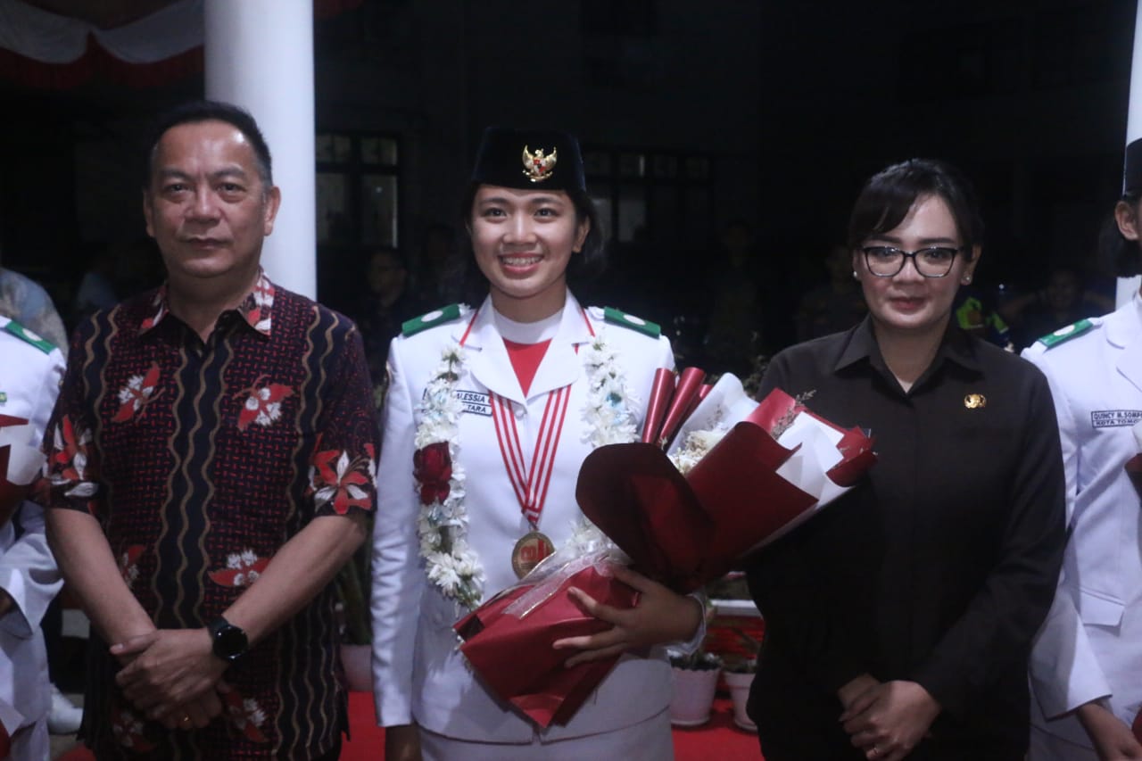 Bianca Lantang saat disambut Wali Kota Caroll Senduk dan Wakil Wali Kota Sendy Rumajar. Dok istimewa