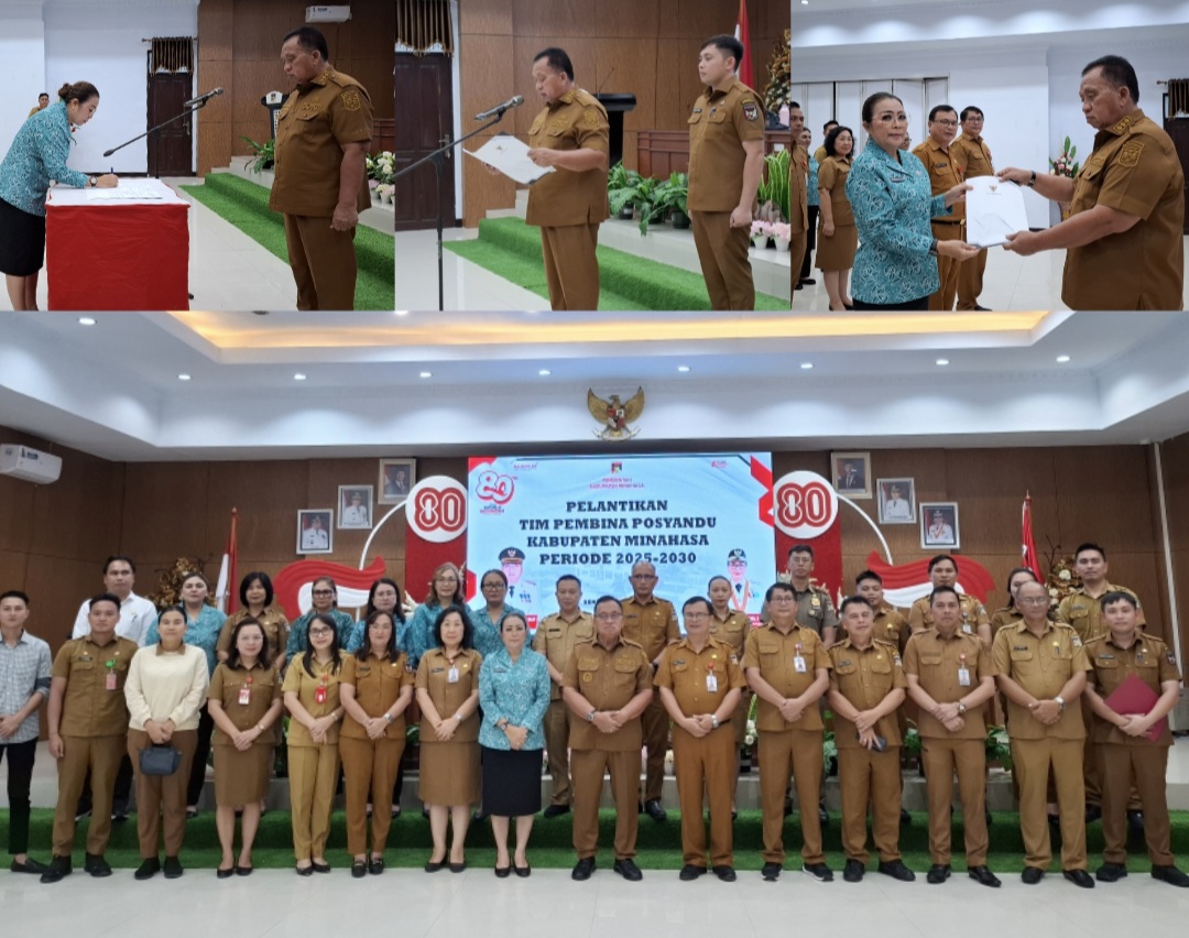 LANTIK: Bupati Minahasa saat melantik Tim Pembina Posyandu Minahasa, Senin (25/8/2025).