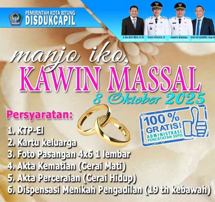 Program kawin massal yang digagas Pemkot Bitung.(Dok Istimewa)