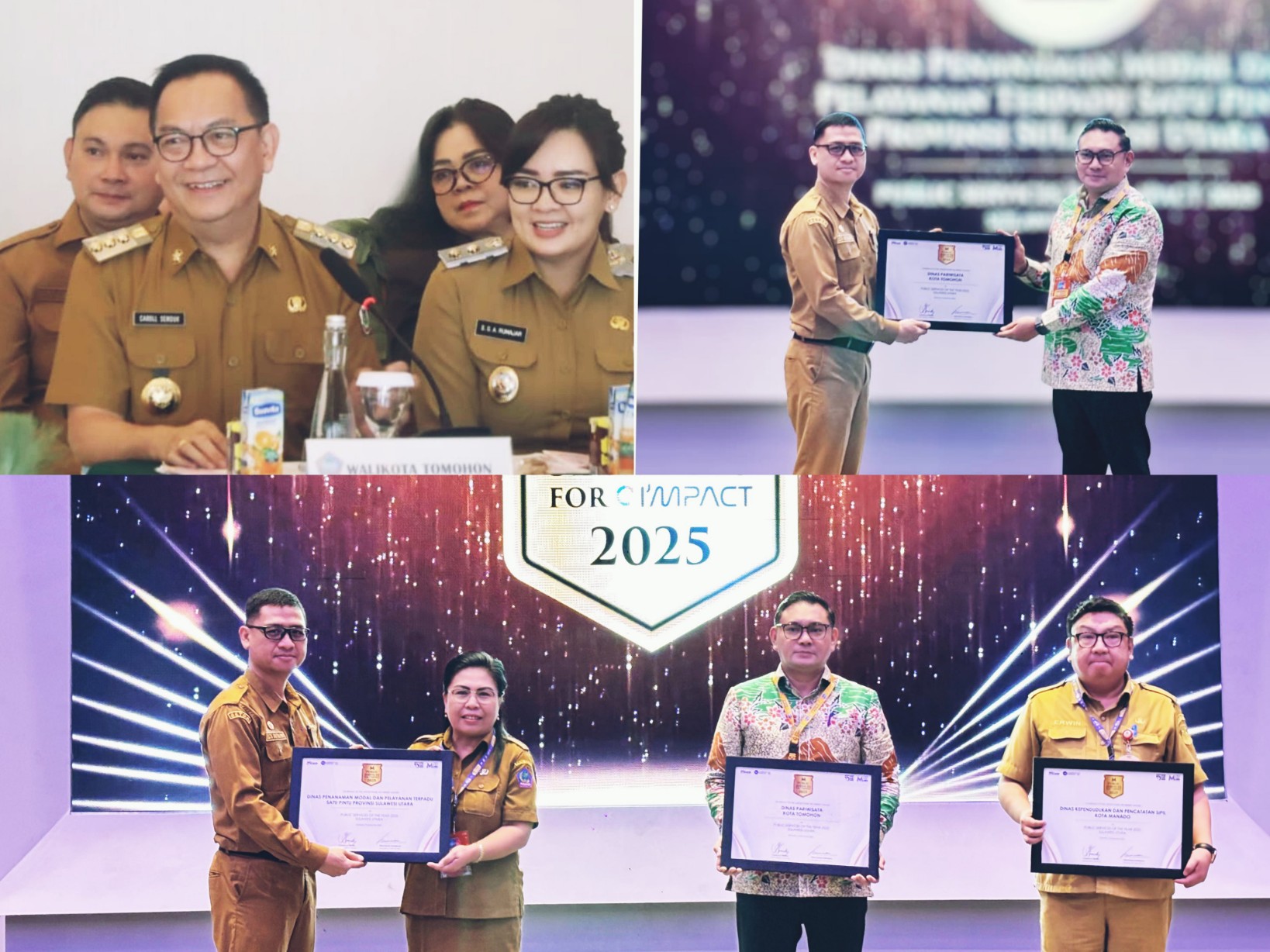 Pemkot Tomohon meraih penghargaan  Public Service for Impact Award Sulawesi Utara 2025. Dok istimewa