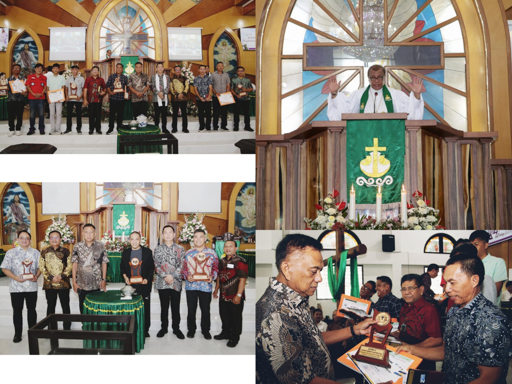 BERSYUKUR: Ibadah Minggu di GMIM Pniel Kakaskasen, turut dirangkaikan dengan penyerahan hadiah bagi pemenang Lomba KONAS FK-PKB PGI. Dok istimewa