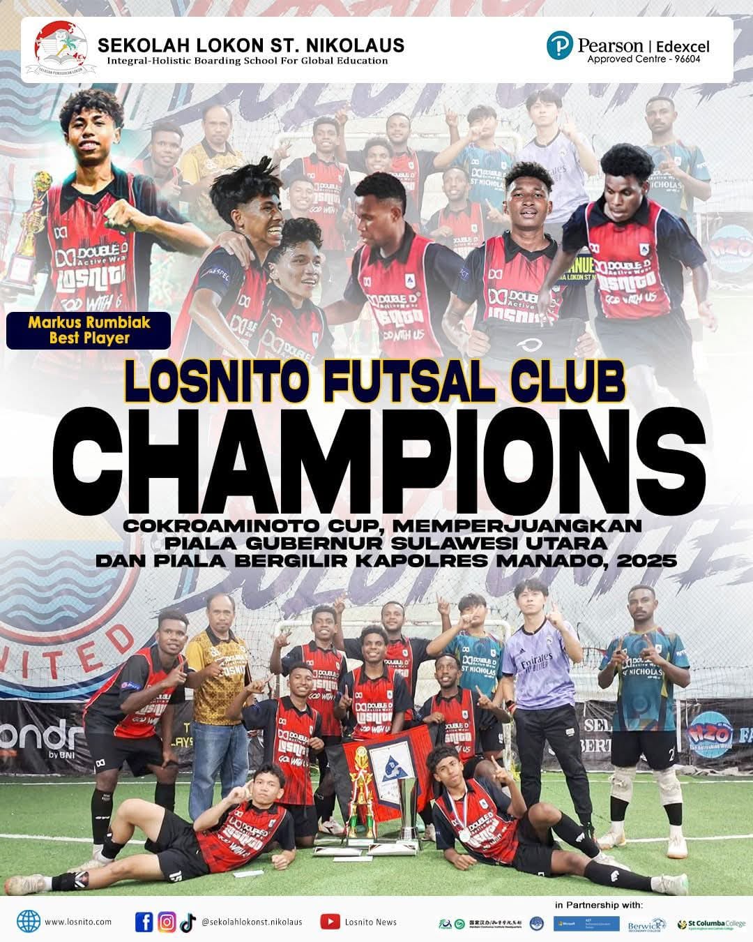 BANGGA: Tim Futsal SMA Lokon St Nikolaus sukses sabet Champions di gelaran Cokroaminoto Cup . Dok FB Sekolah Lokon St Nikolaus