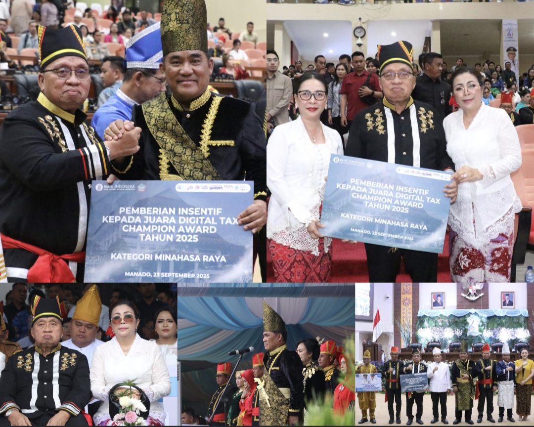 UKIR PRESTASI: Sejumlah penghargaan diterima Pemkab Minahasa pada perayaan HUT Sulut ke-61, Selasa (23/9/2025).
