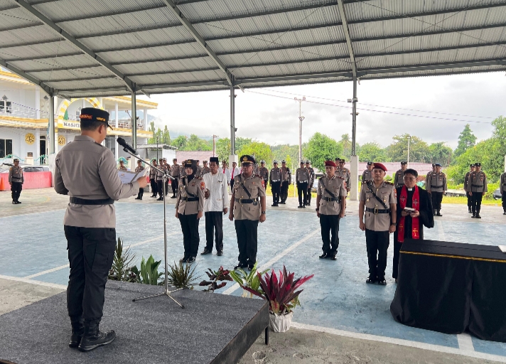 Upacara serah terima jabatan dan pelantikan di lingkungan Polres Bitung.(Dok Istimewa)