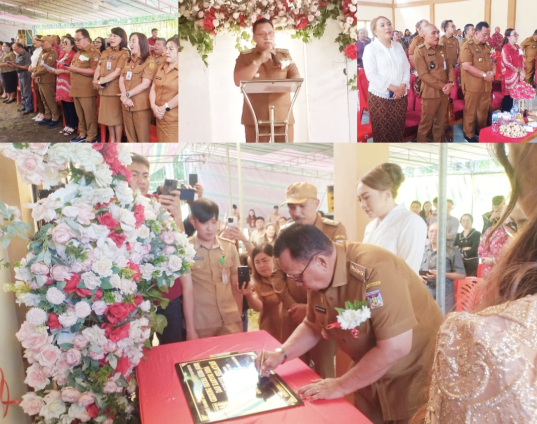 RESMIKAN: Bupati Minahasa Robby Dondokambey saat meresmikan GOR dan Kantor Desa Raringis Selatan, Kecamatan Langowan Barat, Senin (29/9/2025).