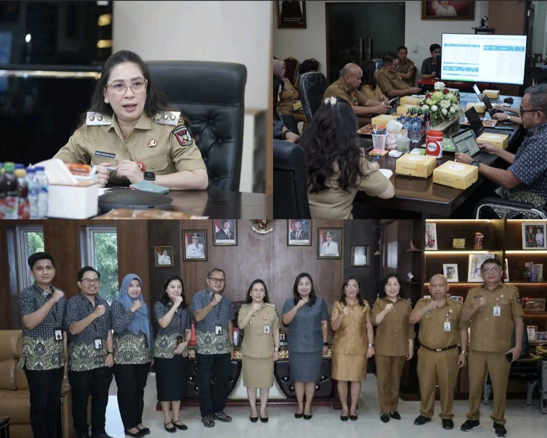 BAHAS: Rapat antara Wabup Vanda Sarundjang dan BPJS Kesehatan Cabang Tondano dan lintas sektor, Selasa (30/9/2025).