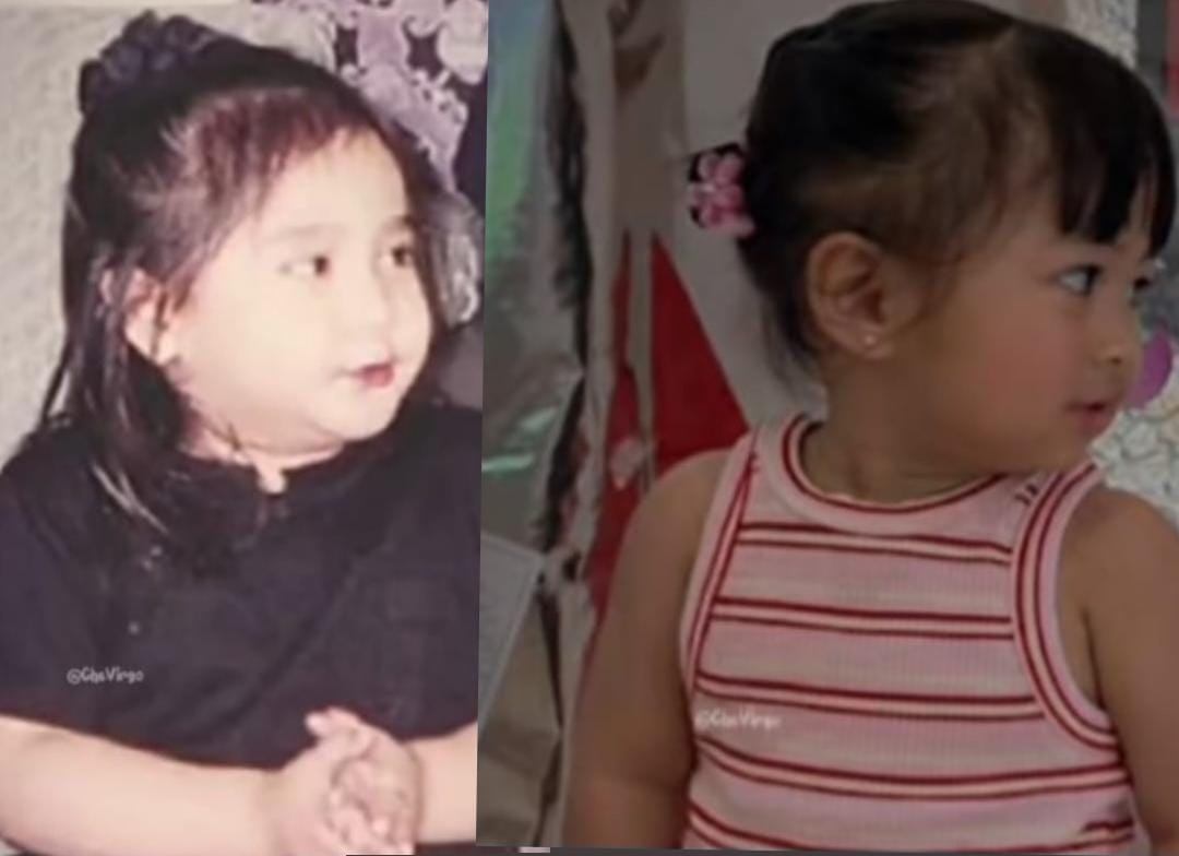 Foto Nagita Slavina saat kecil, disandingkan dengan foto Lilly anaknya saat ini.