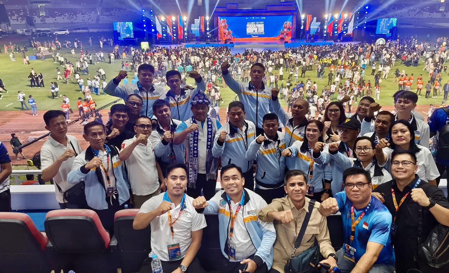 Gubernur Yulius Selvanus saat mendukung langsung kontingen Sulawesi Utara di Pornas Korpri XVII Palembang, Sumatera Selatan