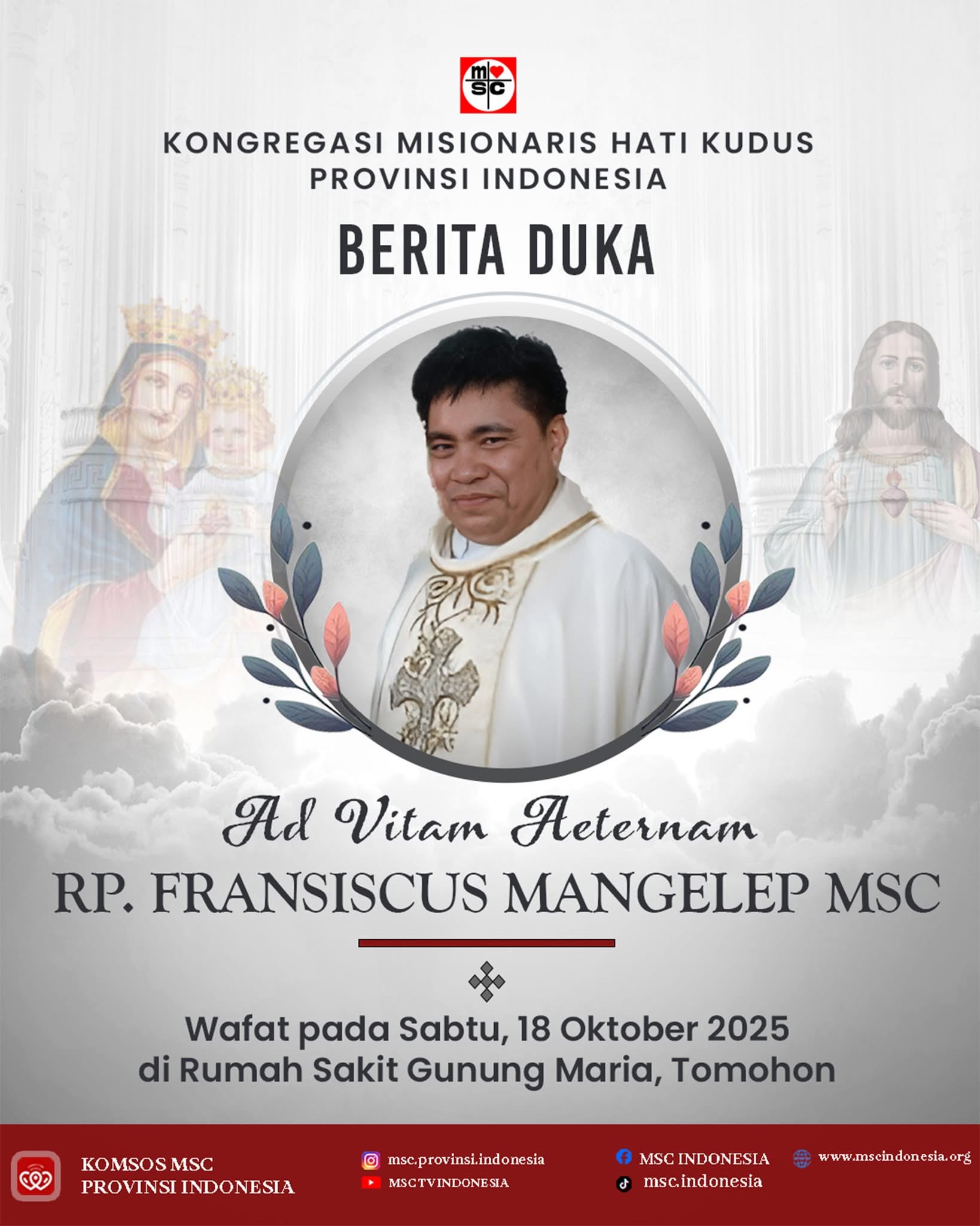 Umat Katolik Sulawesi Utara Berduka: Pastor Frans Mangelep Berpulang