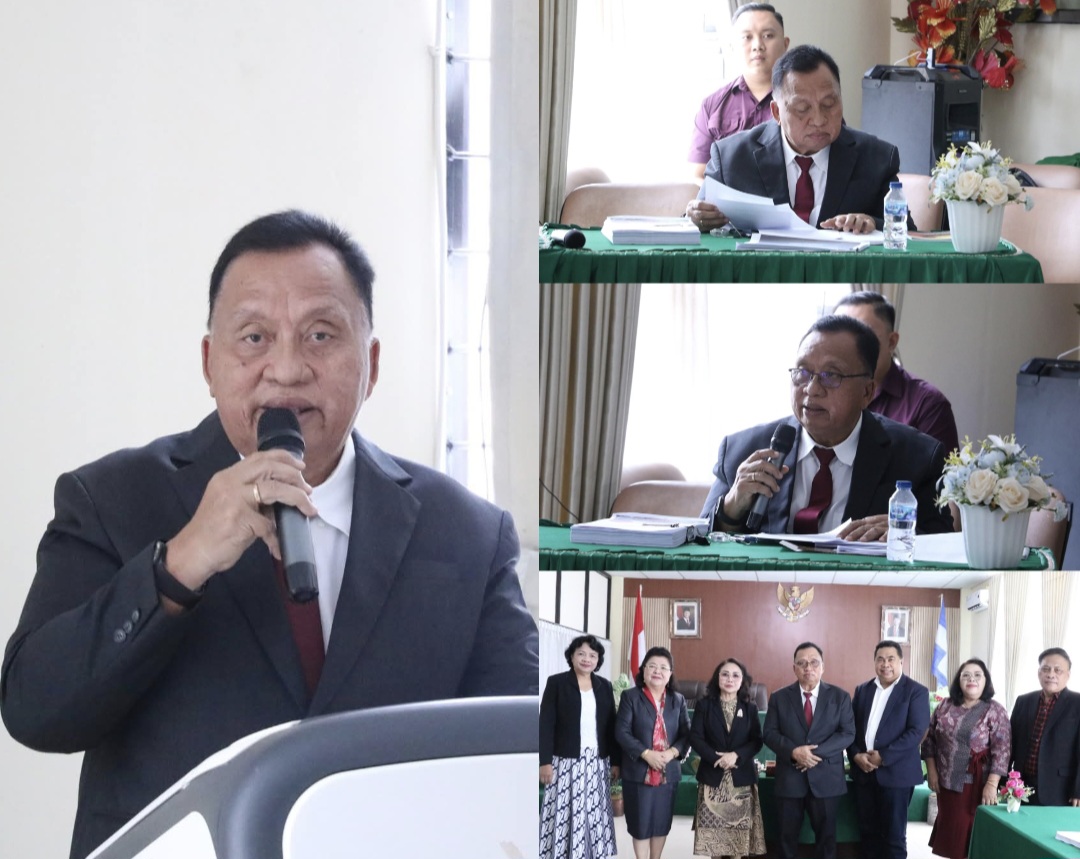 TEKUN: Bupati Robby Dondokambey saat mengikuti Ujian Seminar Hasil Penelitian Disertasi pada Program Studi S3 Manajemen Pendidikan, di Unima, Jumat (31/10/2025).