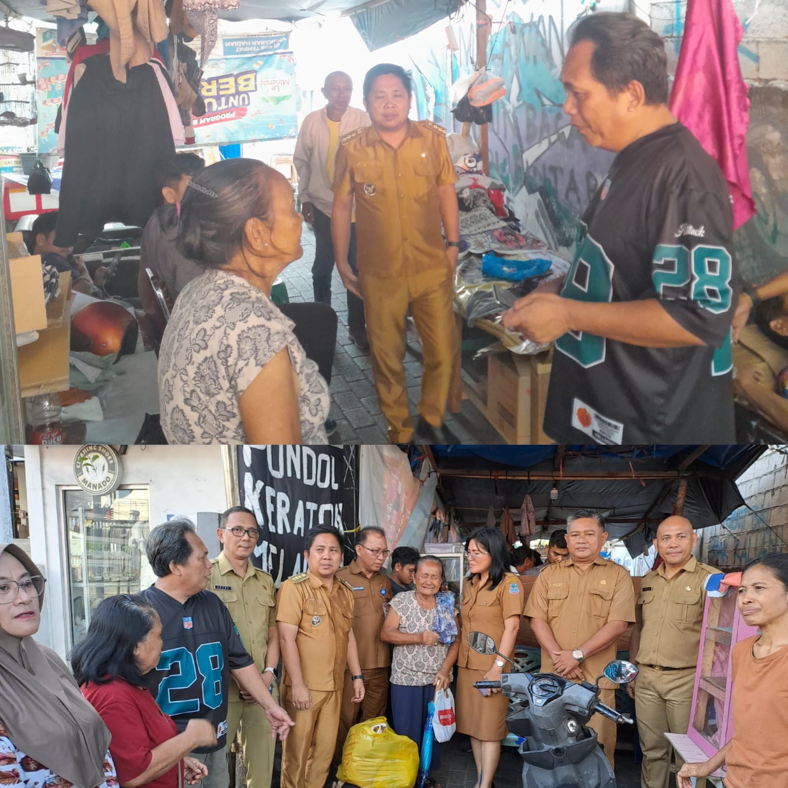 Camat Wenang bersama tim langsung mendatangi lokasi gang yang menjadi tempat tinggal seorang lansia, Senin (3/11).
