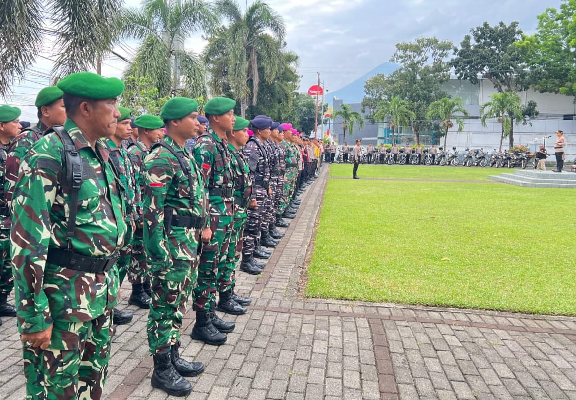 Apel kesiapan tanggap darurat bencana di Lapangan Mako Polres Bitung.(Dok Istimewa)