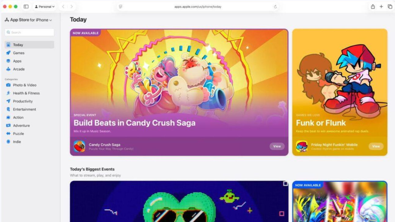 Tampilan App store versi web