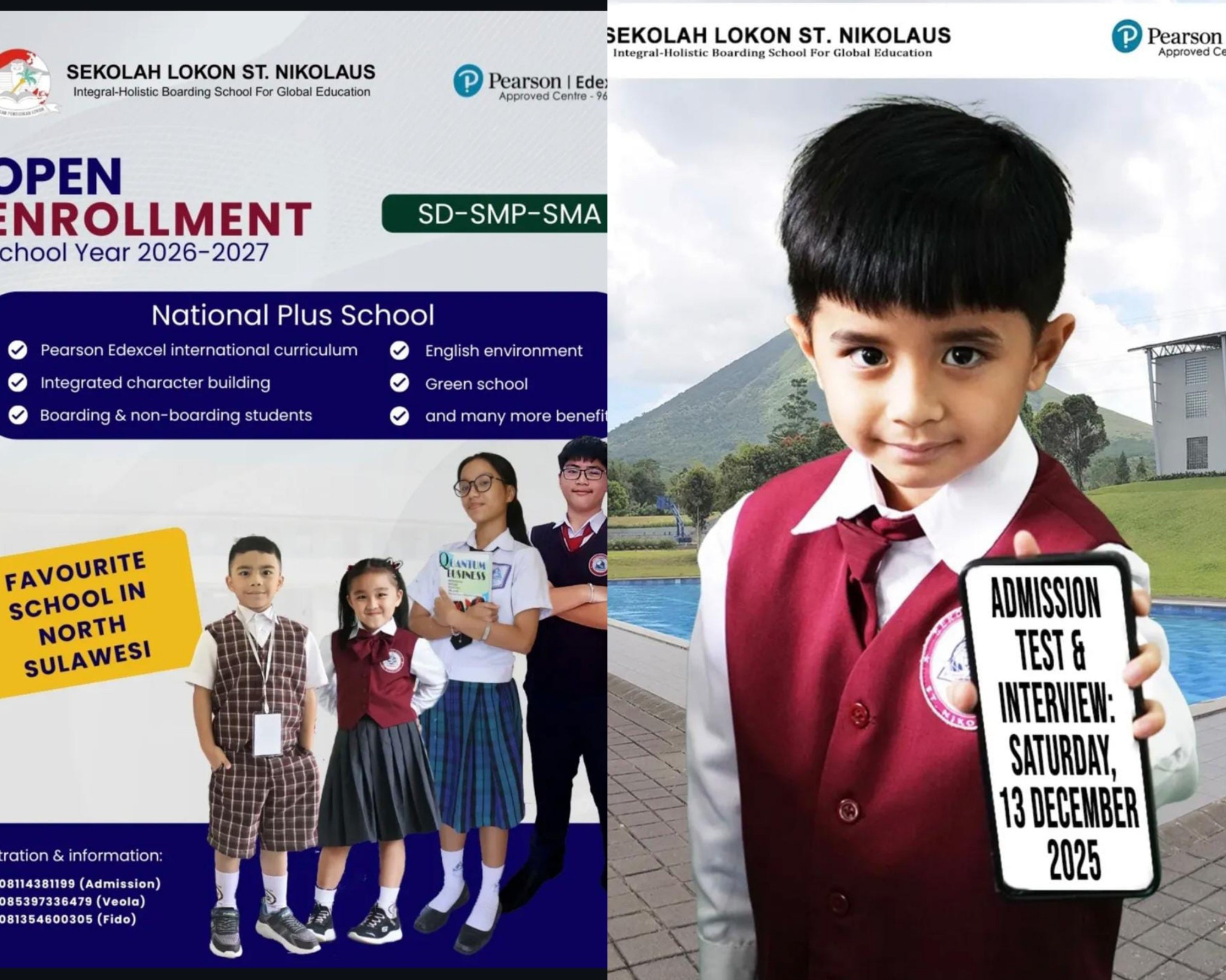 SEGERA MENDAFTAR: Sekolah Lokon St Nikolaus membuka rekrutmen peserta didik baru Tahun Ajaran 2026-2027, tes penerimaan dan wawancara dijadwalkan tanggal 13 Desember. Dok istimewa