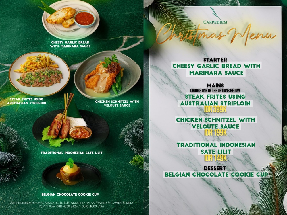 Sajian spesial Carpediem Restaurant & Bar Manado menyambut Natal