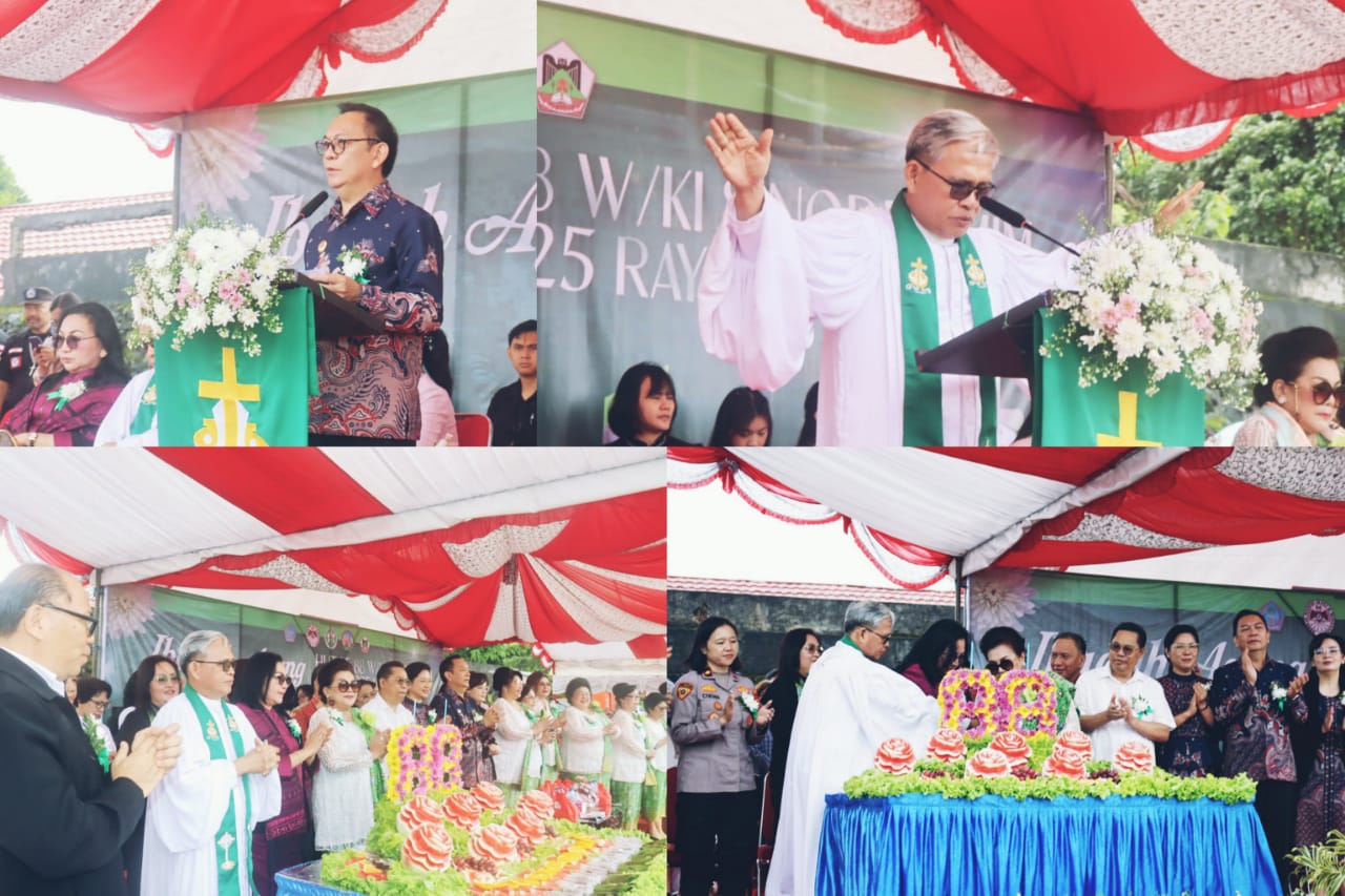 HIKMAT: Suasana pelaksanaan Ibadah Syukur HUT ke-88 HUT WKI di Stadion Babe Palar Kota Tomohon. Dok istimewa