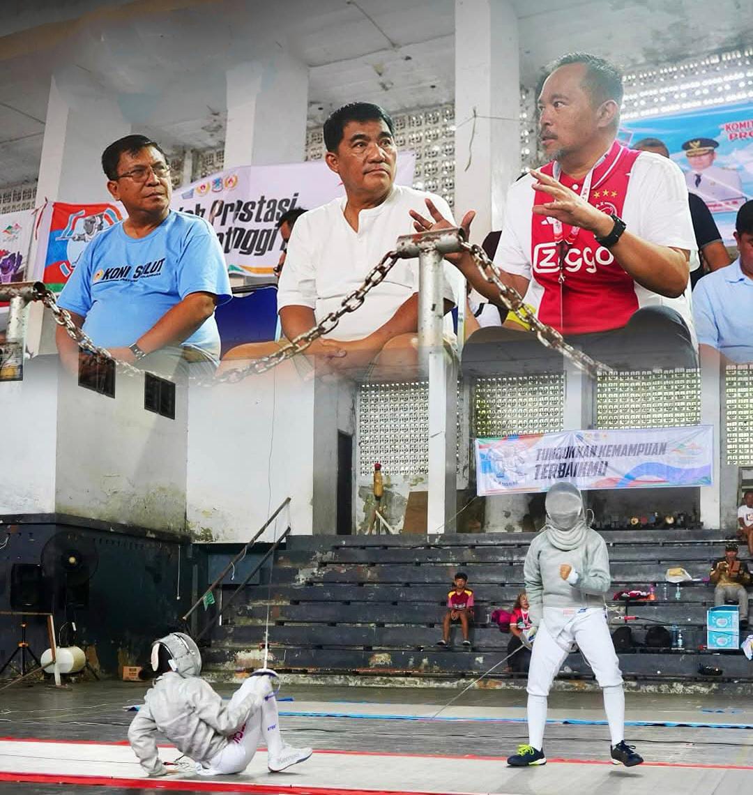 Ketua Umum Porprov XII mendampingi Gubernur Sulut saat menyaksikan langsung pertandingan Cabor Anggar