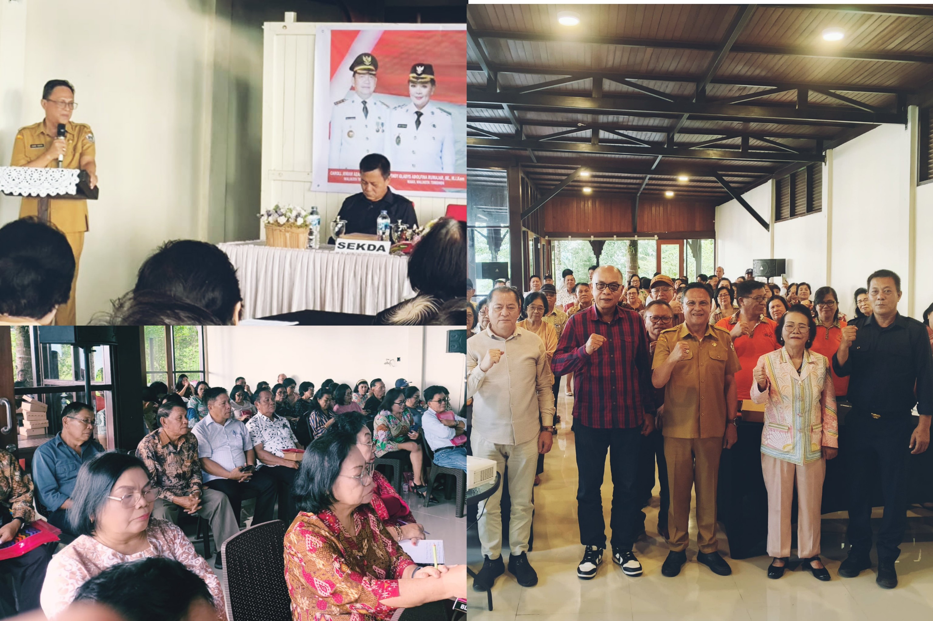 SINERGI: Jajaran Pemerintah Kota Tomohon, lebih khusus Badan Kesbangpol bersama anggota dan Pengurus PWRI siap bersinergi majukan Kota Bunga. Dok istimewa