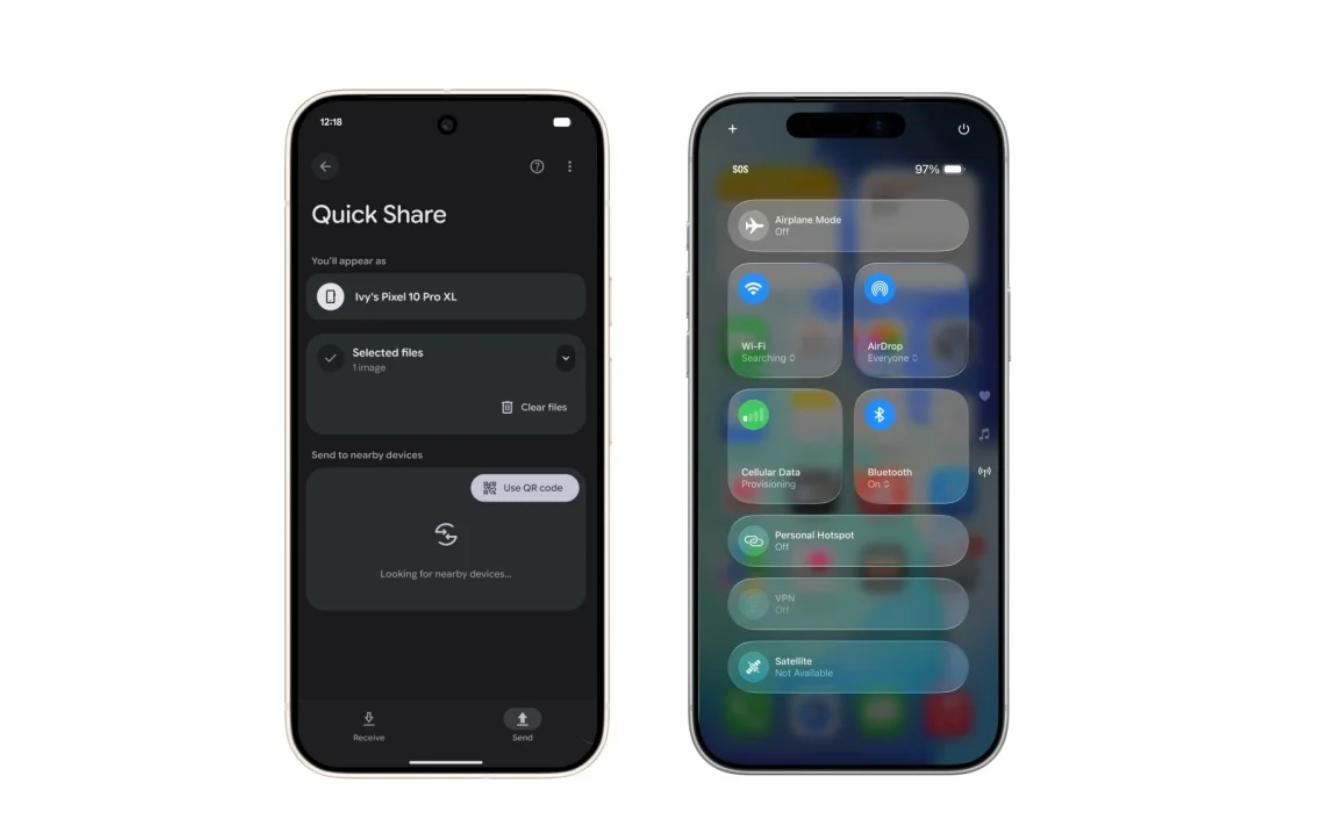 Ilustrasi konektivitas Android dan iPhone