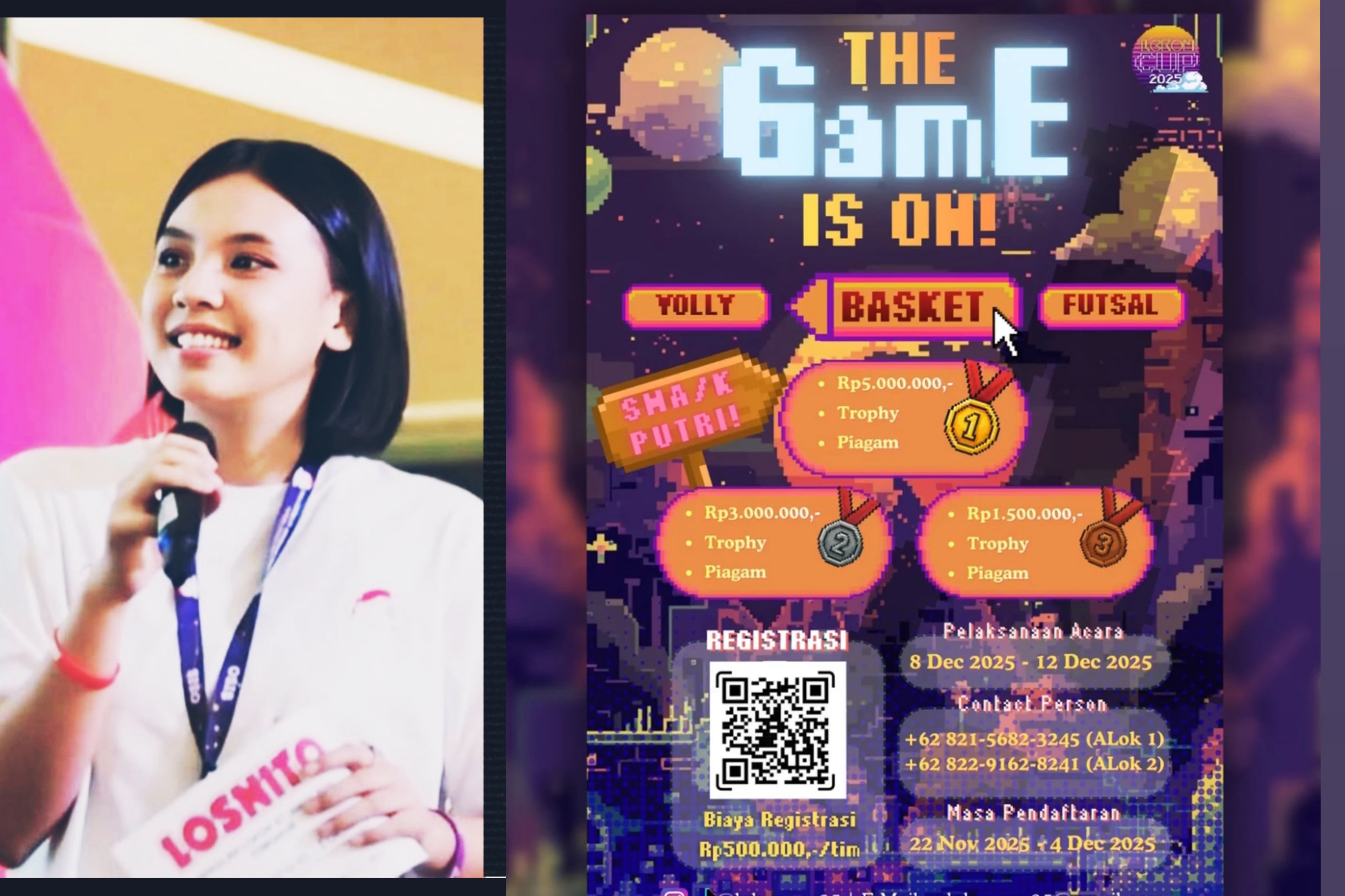 BAKAL SERU: Lokon Cup 2025 siap menghentak 8-12 Desember mendatang, insert foto Ketua Panitia Pelajar Nadia Sariowan. Dok istimewa