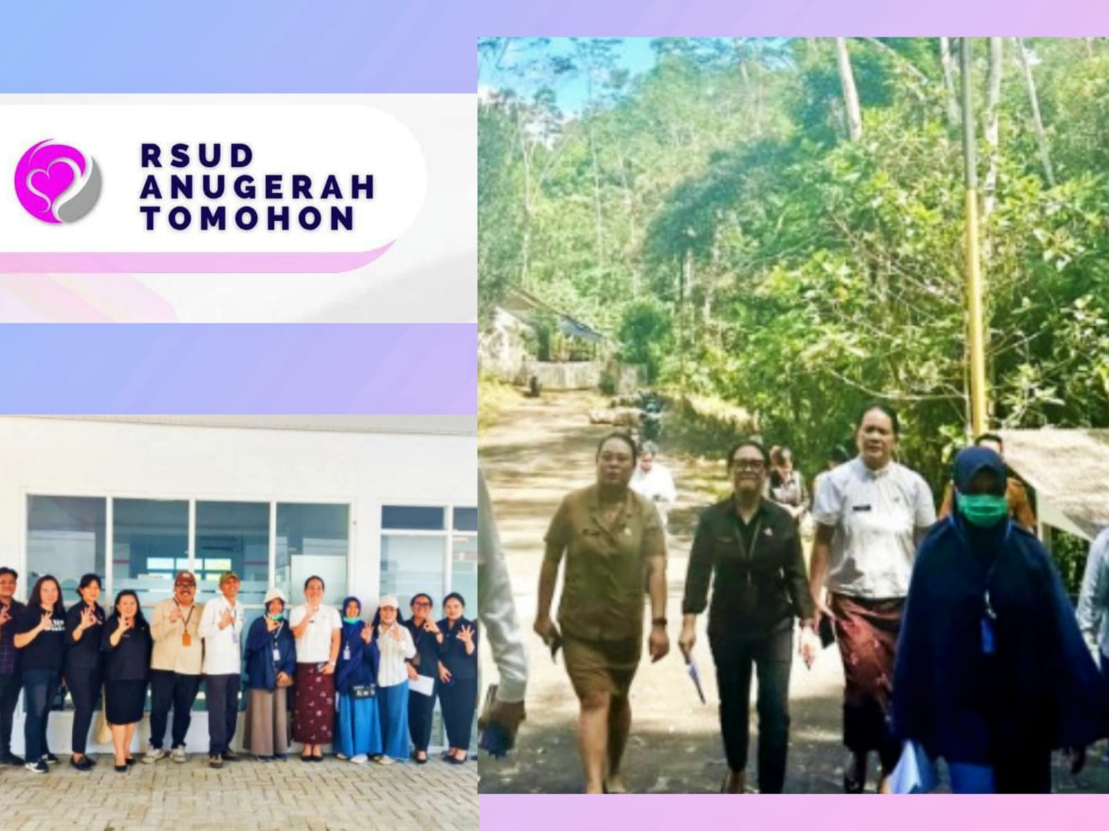 DUKUNG PENUH: Jajaran RSUD Anugerah Kota Tomohon dipimpin Direktur dr Irene Pandeiroot bersama Tim Penilai Adipura Kementerian Lingkungan Hidup. Dok istimewa