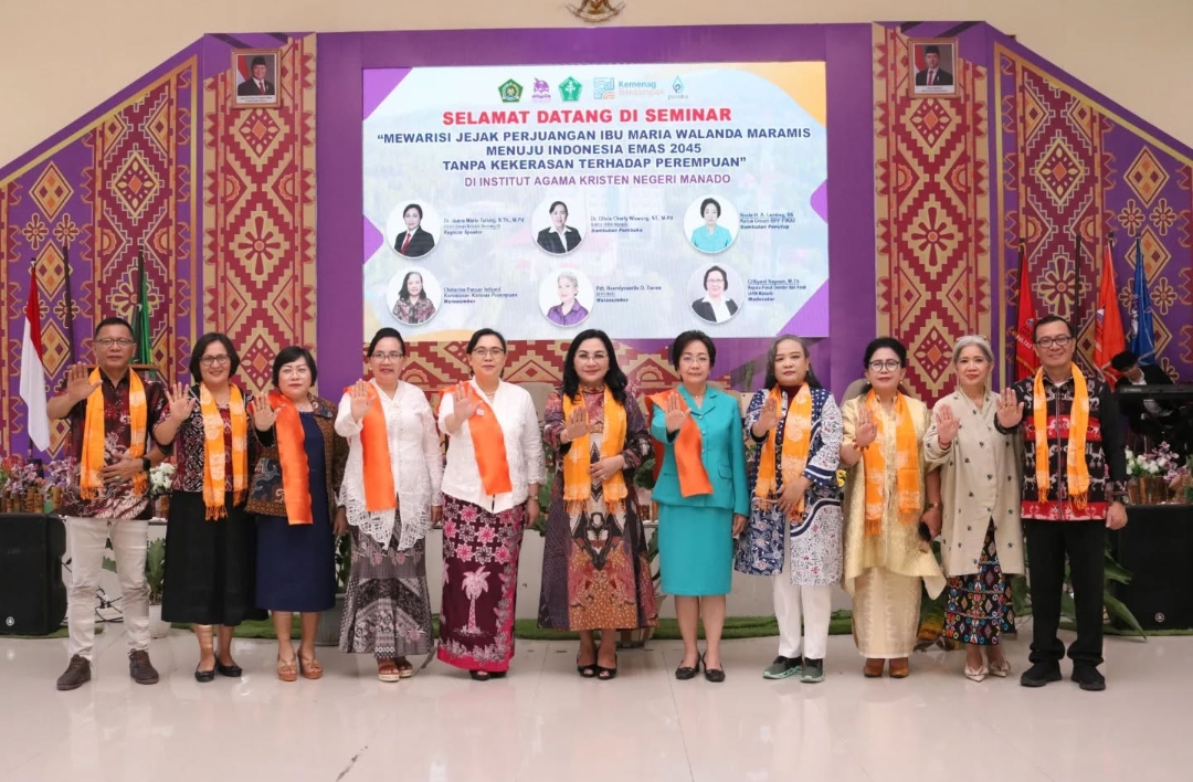 Seminar Nasional bertajuk &ldquo;Mewarisi Jejak Perjuangan Ibu Maria Walanda Maramis Menuju Indonesia Emas 2045 Tanpa Kekerasan Terhadap Perempuan&rdquo;.