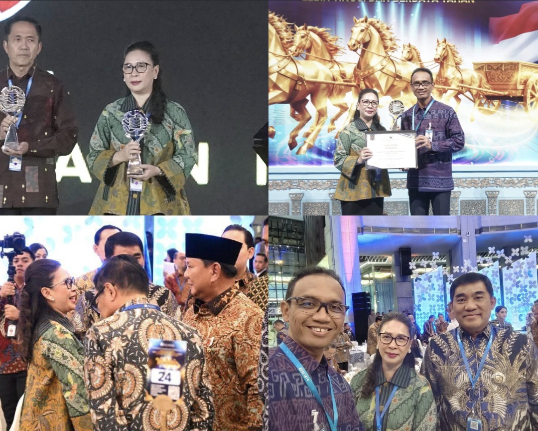 TERIMA: Wabup Minahasa Vanda Sarundajang saat menerima penghargaan TPID Award, Jumat (28/11/2025).