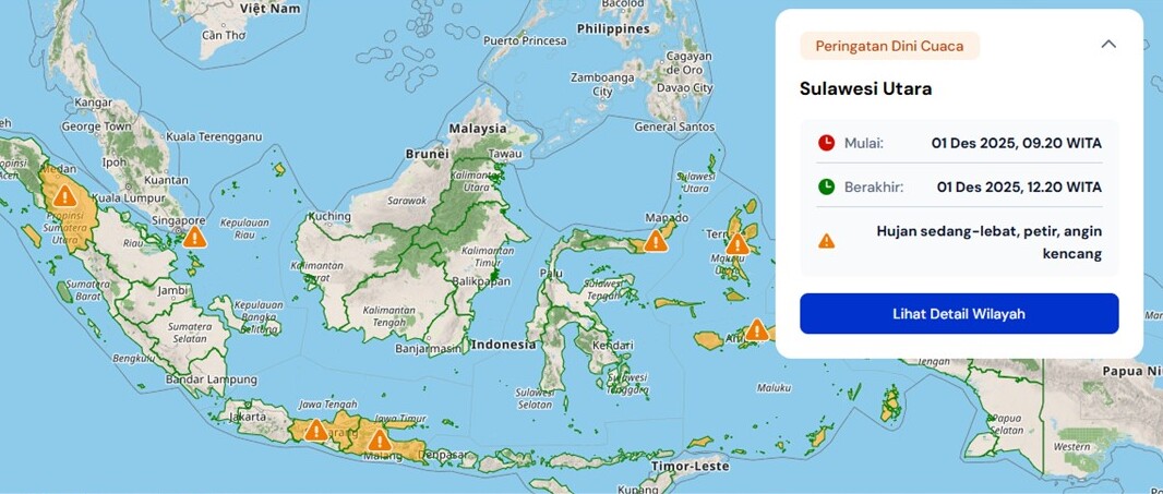 Peringatan dini cuaca Sulawesi Utara