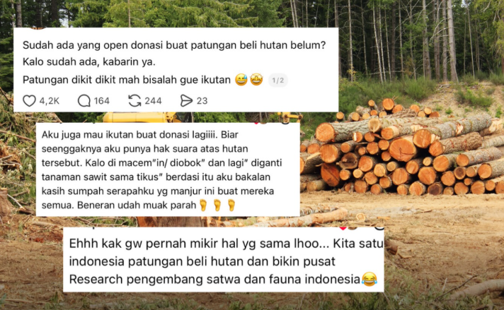 Beberapa komentar  lucu netizen untuk patungan beli hutan.