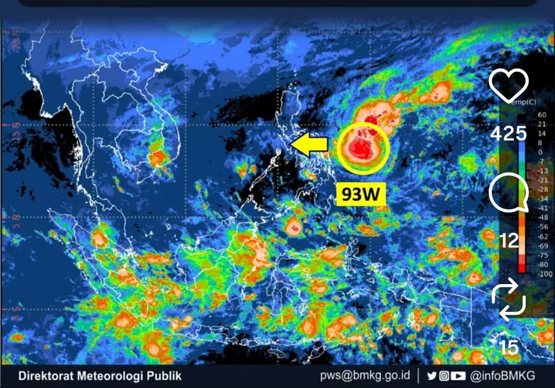 Siklon tropis dan bibit siklon yang tumbuh di sekitar wilayah Indonesia