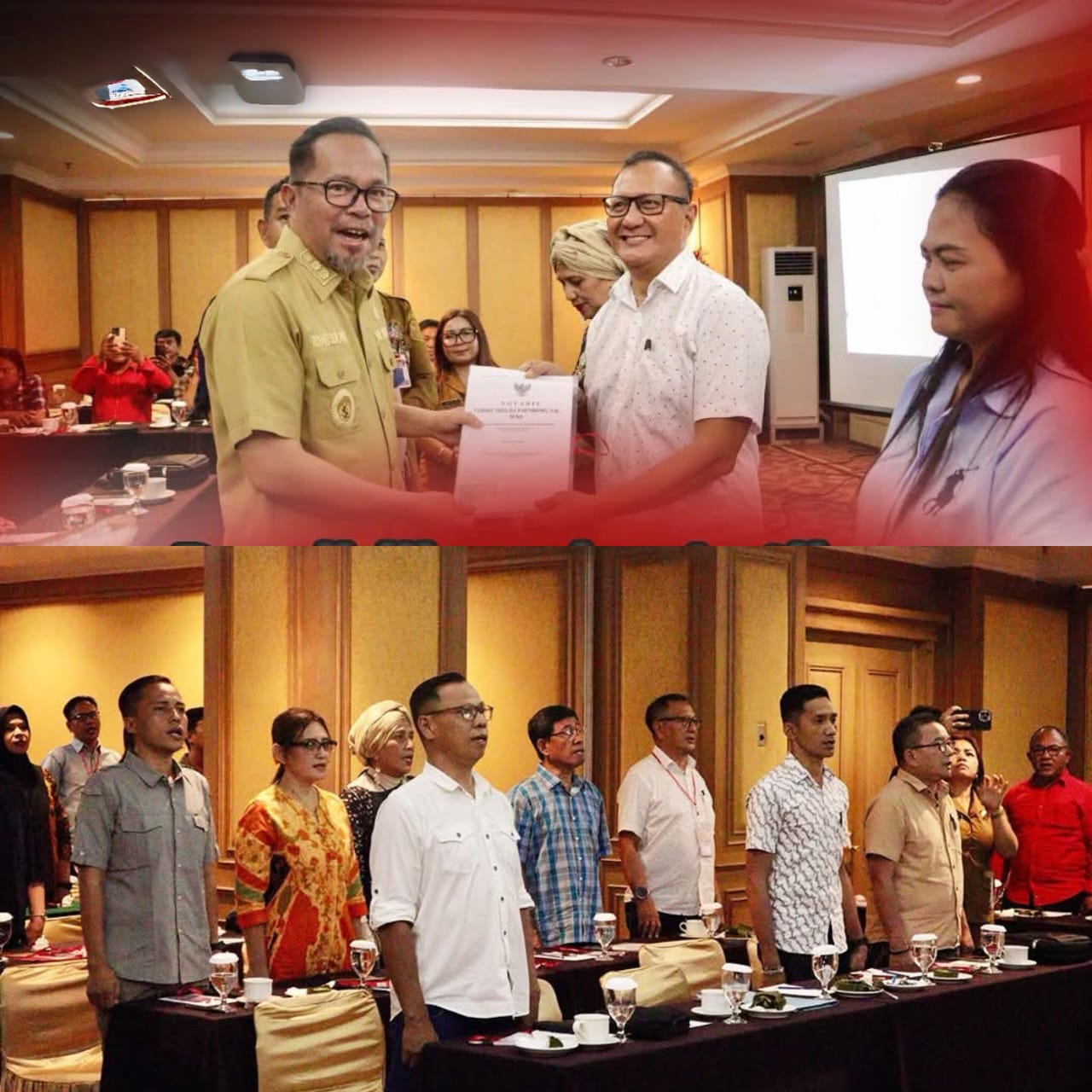 Wakil Wali Kota saat menyerahkan Akte Notaris kepada salah satu pengurus Koperasi Merah Putih, Selasa (9/12).