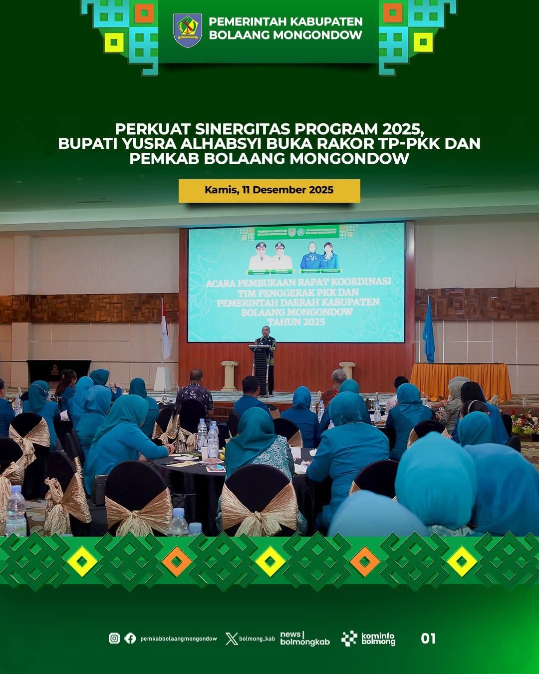 Rakor PKK dan Pemkab Bolmong yang dibuka Bupati Yusra Alhabsyi
