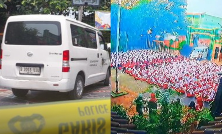 Mobil operasional program SPPG yang menabrak sejumlah siswa.