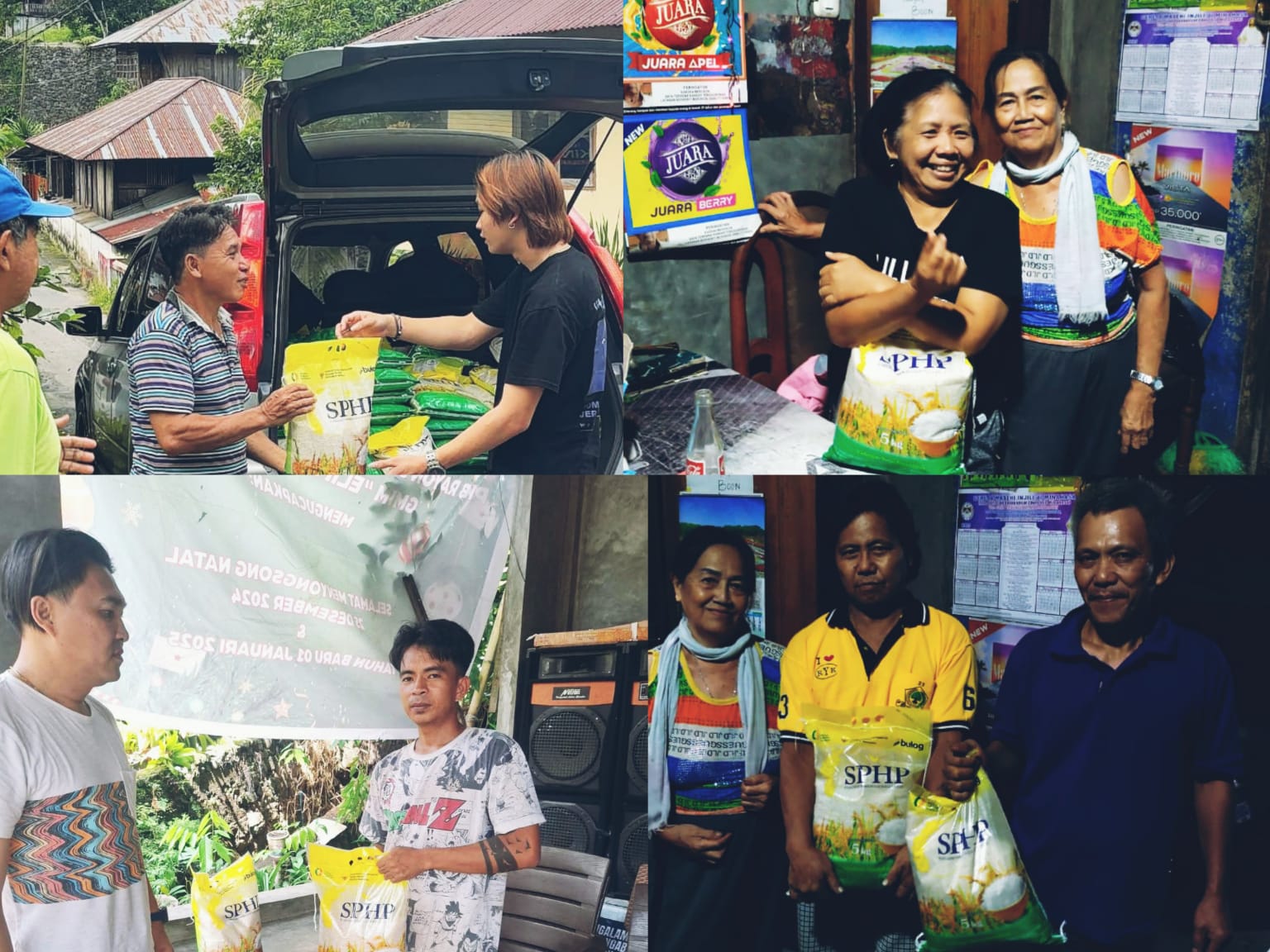 PEDULI: Keluarga Watung-Lomban berbagi bantuan bagi warga kurang mampu jelang Hari Raya Natal. Dok istimewa